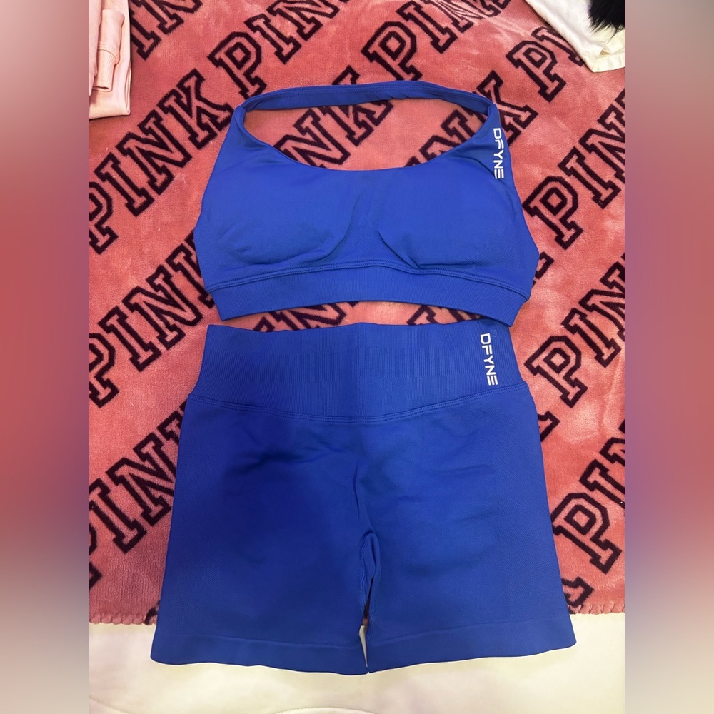 Blue DFYNE Set Bra and Shorts Activewear